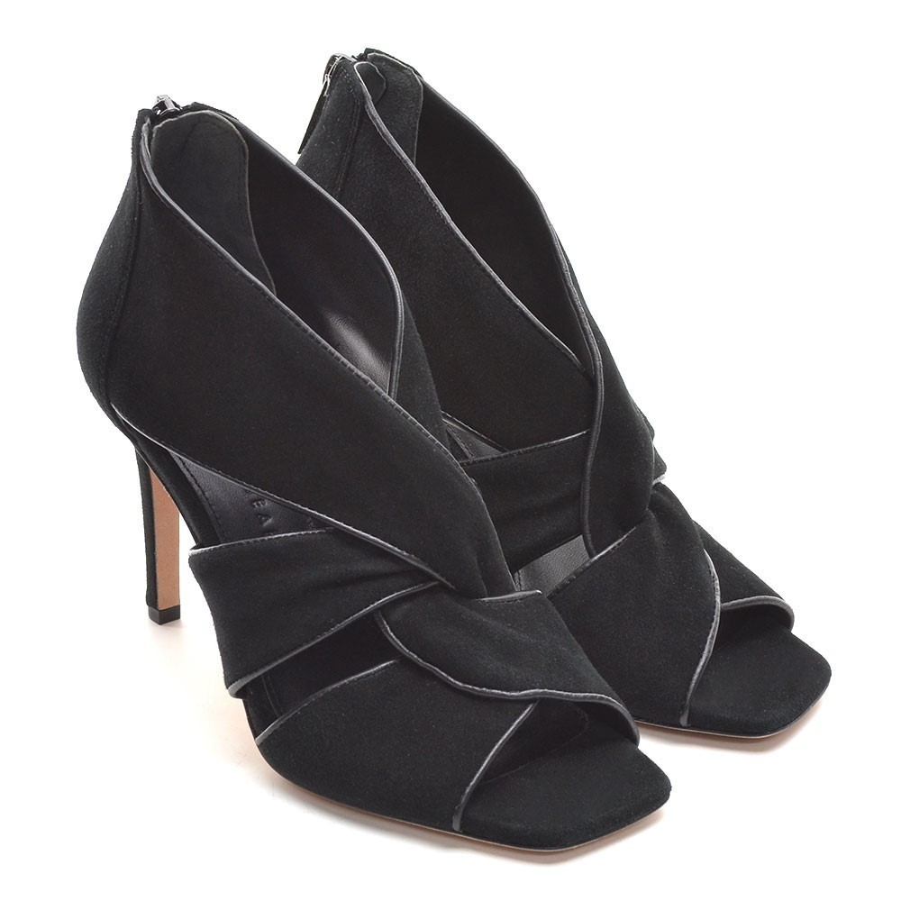 Veronica Beard Aerin Black Suede Heeled Sandal 36.5 New